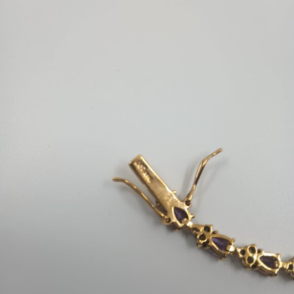 Vintage DBJ Amethyst and CZ Gold Vermeil Sterling Silver Bracelet. - Picture 5 of 6